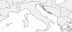Bildausschnitt aus einer unbeschrifteten Karte der Provinzen des Imperium Romanum.